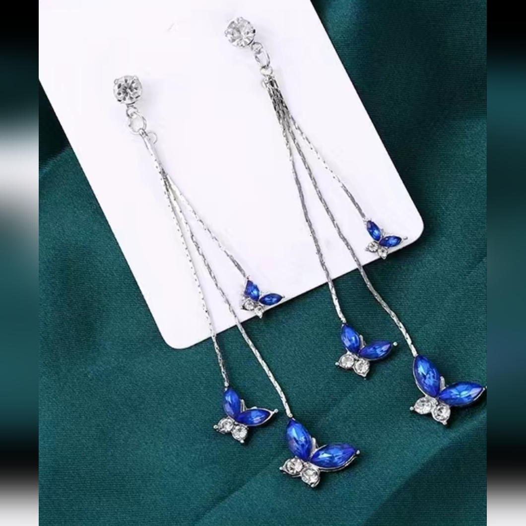 Butterfly Silver Plated Dangle Earrings